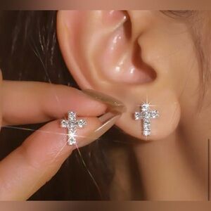 Sparkling Cross Stud Earrings